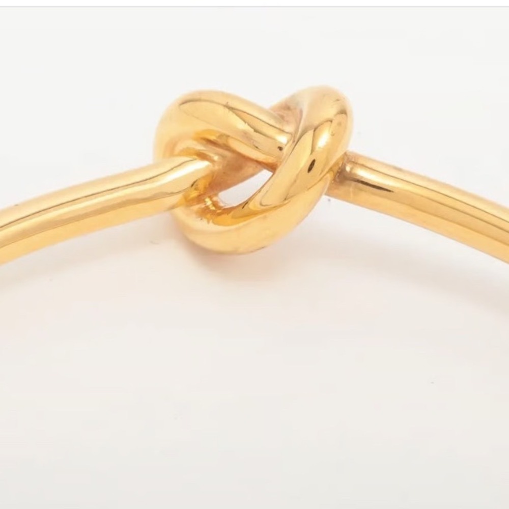 CELINE Knot Extra Thin Open Cuff Bracelet Brass w/ Gold Finish Size Small 14.5cm - Picture 4 of 6